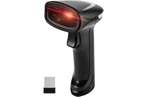 JRHC 2D QR Barcode Scanner Wireless,Data Matrix Bar Code Rearder Cordless PDF417 Rechargeable Code Scanner 2.4GWireless & USB Wired Connection for Mobile Payment, Convenience Store, Sumpermarket