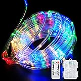 Fitybow LED Rope Lights Battery Operated String Lights 40FT 120 LEDs 8 Modes Fairy Lights with Remote Timer Outdoor Decoration Lighting for Garden Patio Party,Weddings,Christmas DÃ©cor (Multi-Color)