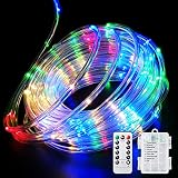 Fitybow 40FT 120 LED Rope Lights,Battery Operated String Lights 8 Modes Fairy Lights with Remote Timer,Outdoor Decoration Lighting for Garden Patio Party,Weddings,Christmas Décor (Multi-Color)