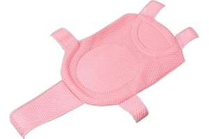GFRGFH Baby Bath Seat Support Net Soft Headrest Baby Bath Cushion Pad,Net Slip Proof Mesh Comfortable with 5 Safety Support Corner for Baby Newborn(Pink)