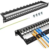 Enmane 24 Port Patch Panel Cat6 Keystone Patch Panel Rackmount 1U 19-Inch | 10Gbps,Shielded,CAT6 RJ45 Couplers,Network Patch Panel with Smart Cable Management,EC Listed