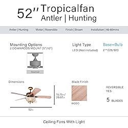 Morpholife Antler Rustic Ceiling Fan with Lights
