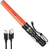 ULTRAFIRE Rechargeable Traffic Wand Flashlight, USB-C 3 Modes, UF-303X | 500-Lumen LED signal wand, zoomable spot-to-flood beam for traffic control, aircraft marshalling, security and jobsite crews