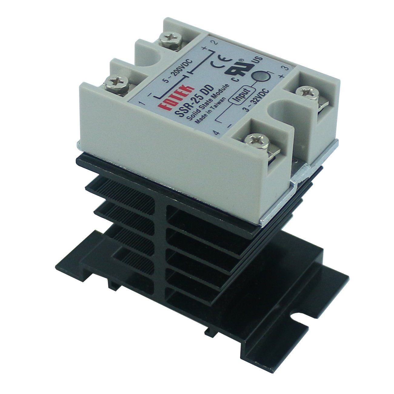 thumbnail image 2 of TWTADE SSR-25 DD Solid State Relay + Heat Sink - 25A DC 3-32V To 5-60V 2 of 11