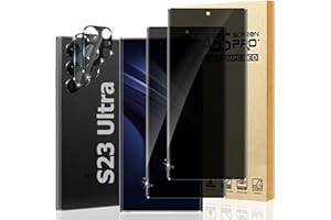 AYCFING (2+2 packs) Galaxy S23 Ultra Privacy Screen Protector and Lens Protector, Anti Spy, 9H Hardness, Scratch Resistant, Bubble Free, Easy to Install for Samsung Galaxy S23 Ultra 6.8 Inch