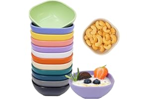 12PCS 4.5 OZ Small Dessert Bowls, Small Plastic Bowls,Unbreakable Wheat Straw Dipping Bowls, Mini Prep Bowls for Salsa, Side 