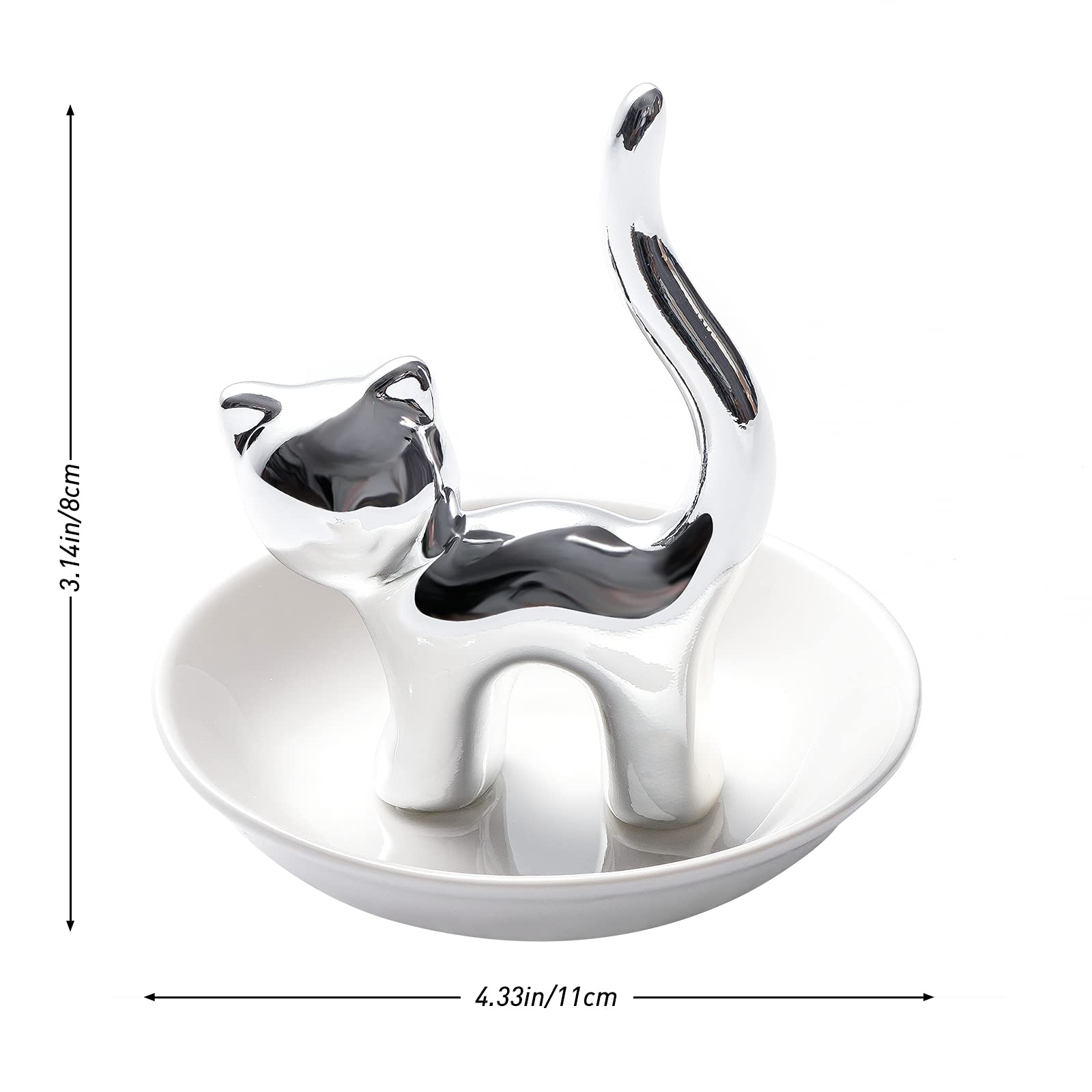 PUDDING CABIN Cat Ring Holder, Trinket Dish for Rings Earrings Organizer, Cat Lovers Gift for Women Mom, Funny Cat Themed Gifts for Girls Friends Valentine Christmas
