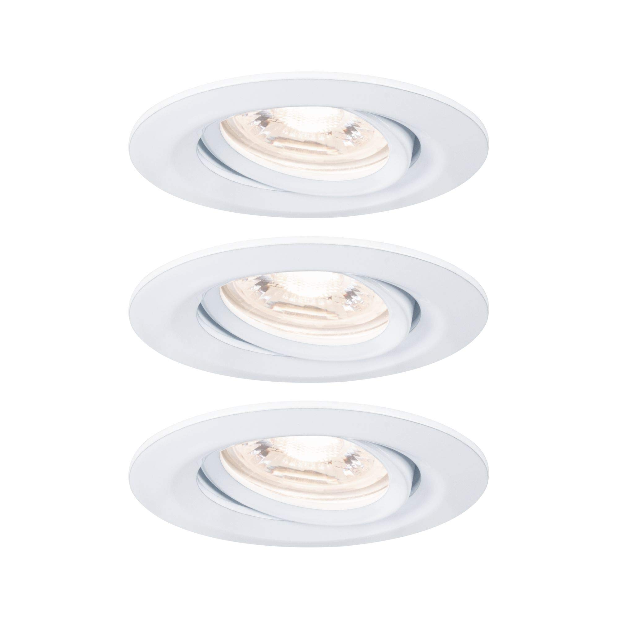 Paulmann 94293 Nova mini LED recessed luminaire Coin Round swivelling incl. 3x4 watt recessed Ceiling Spotlight White matt recessed lamp Aluminium Warm White 2700 K