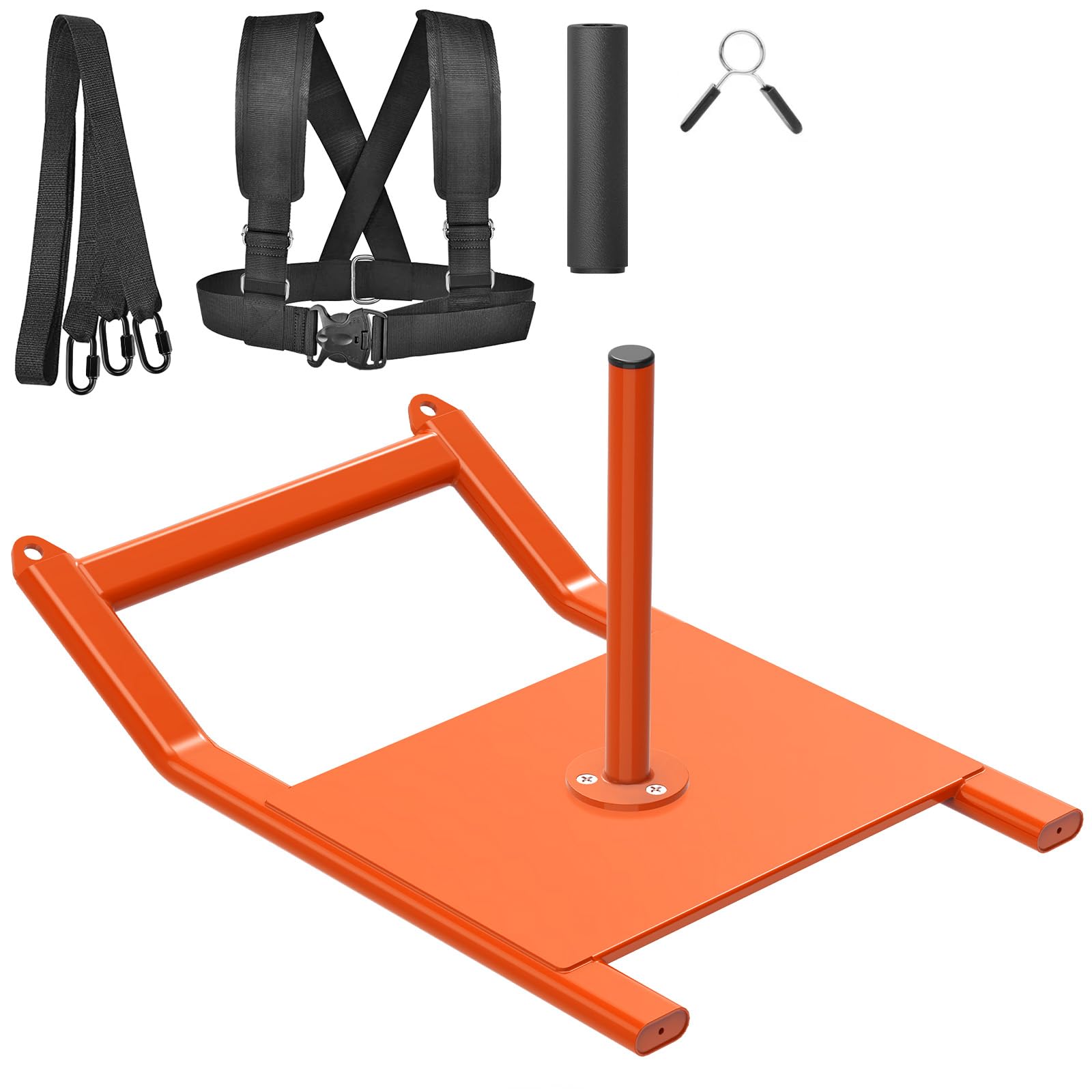 Kipika Weight Sled, Workout Sled, Fitness Strength Training Sled, Speed Training Sled for Athletic Exercise, Speed Improvement, Easily Through Obstacles, Suitable for 1" & 2" Weight Plate (Orange) Image