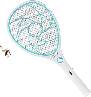 ZOMAKE Zerlegt Elektrische Moskito Fliegenklatsche Fliegenfänger Zapper, USB-Aufladung mit LED-Licht(Blau)