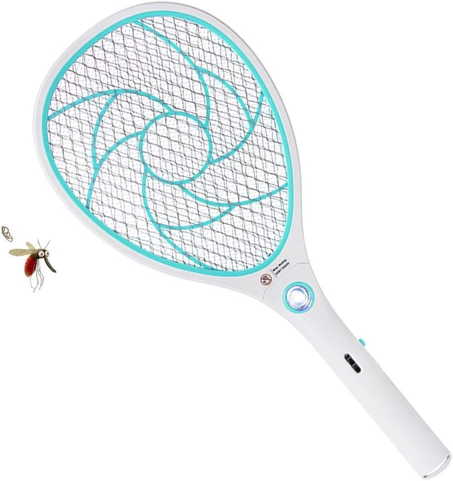 ZOMAKE Zerlegt Elektrische Moskito Fliegenklatsche Fliegenfänger Zapper, USB-Aufladung mit LED-Licht(Blau)