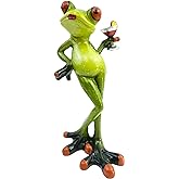 VVGIFTS Frog Figurines Decor Funny Cute Craft Resin Frog Sculpture Statue for Home Office Desk Tabletop Bathroom Decoration, Ornament Gift (Frog Drinking Drink)