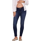 Motherhood Maternity Women's Under the Belly Skinny Ankle Denim Pregnancy Jeans with Side Elastic Panel Insets