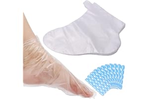 200PCS Paraffin Wax Bath Liners Feet with Stickers, Thick Plastic Foot Covers, Disposable Feet Therapy Bags, Spa Pedicure Acc