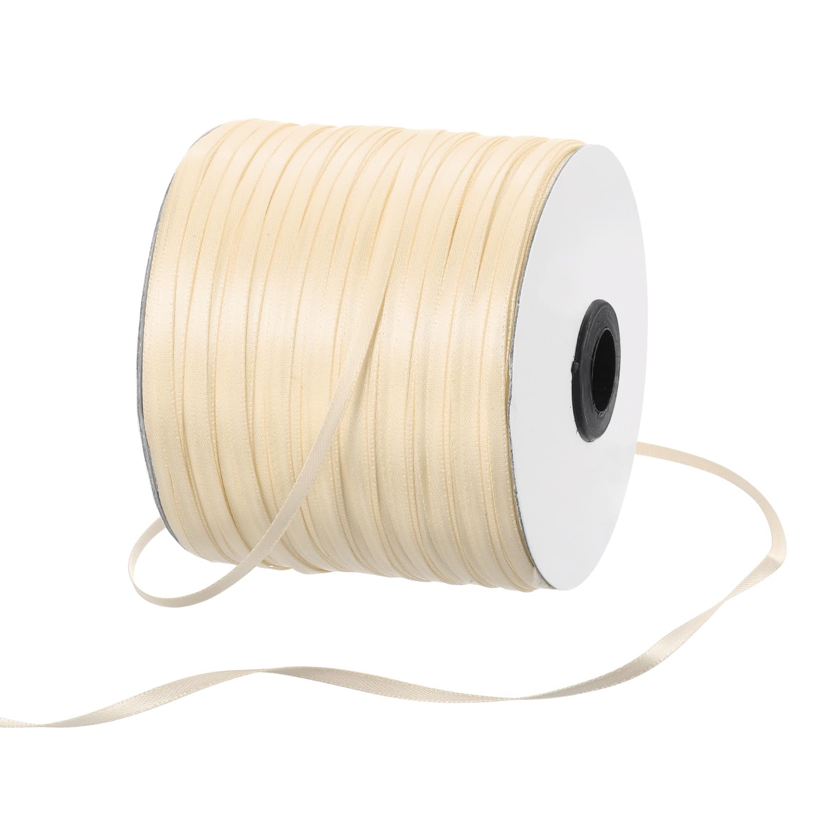 Rebower 3mm Satin Ribbon 460m Thick Double Face Grosgrain Silk Ribbon, [for Gift Wrapping, Hair Bows, Wedding, Cake, Flower] - 500 Yard/1500ft/ Beige