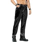 Arjen Kroos Men's Metallic Disco Shiny Pants Wedding Party Prom Straight Leg Trousers