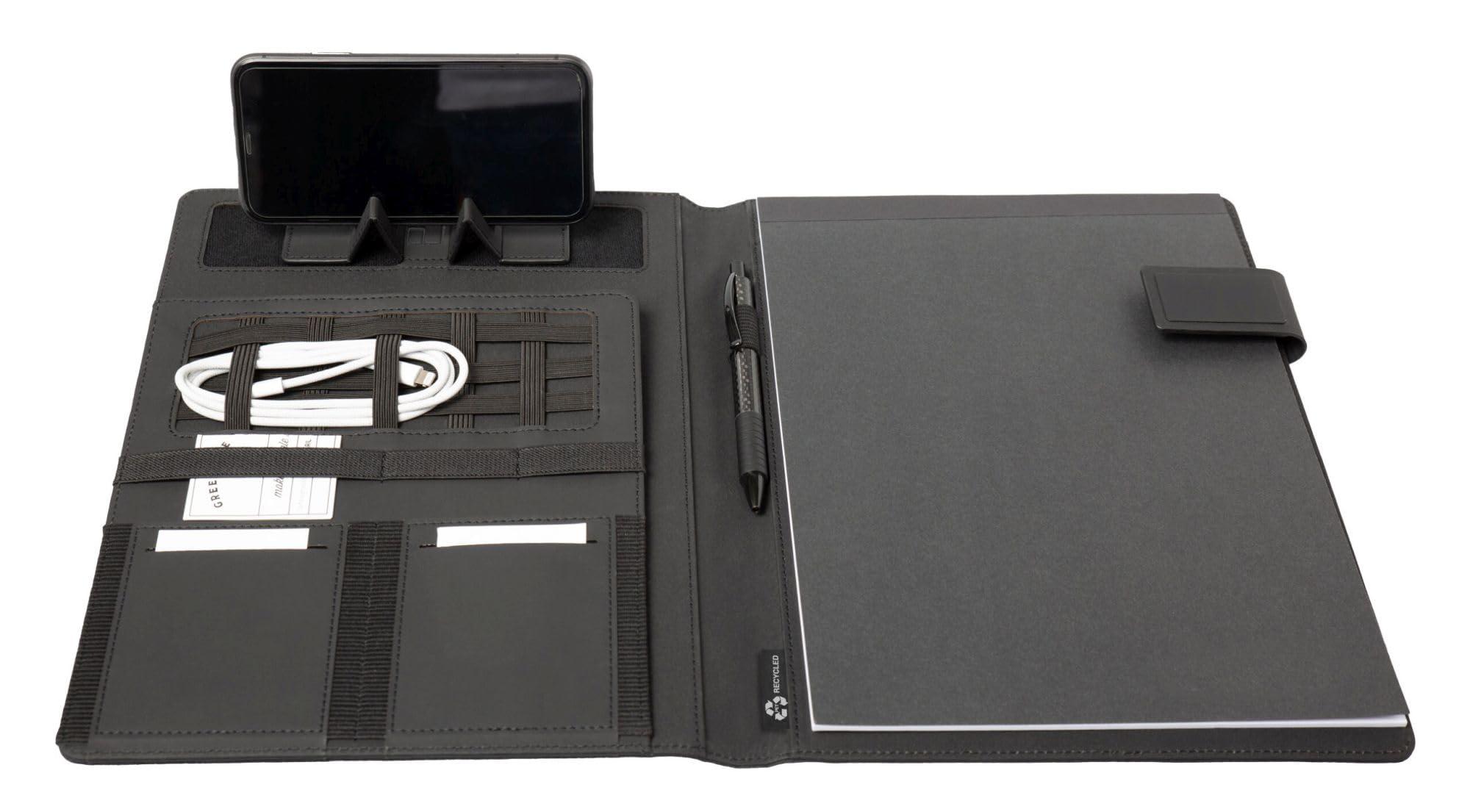 Alassio 46221 RPET Stop Ocean Plastic Business Folder Nylon and Leather Document Folder with Notepad Organiser for Office and Everyday Use Approx. 31 x 23 x 1.5 cm Anthracite