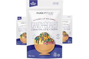 PURE FOOD BY ESTÉE Pure Food By Estee Natural Rainbow Candy Coated Chocolate Chips, 5oz (3 Pack) | Cosmic Brownie Sprinkles | Vegan | Mini Colored Chips for Baking | Soy Free, Gluten Free, Dairy Free, Nut Free