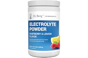 DR. BERG NUTRITIONALS Dr. Berg Zero Sugar Hydration Keto Electrolyte Powder - Enhanced w/ 1000 mg of Potassium & Real Pink Himalayan Salt (NOT Table Salt) - Raspberry & Lemon Flavor Hydration Drink Supplement, 100 Servings