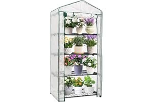 SHSYUE 4-Tier Mini Greenhouse, Green House for Flower Indoor Outdoor, Portable Plant Outdoor Cage with Heavy Duty PVC Clear Cover & Steel Frame,Greenhouse for Seed Starting, Mushroom,Vegetables