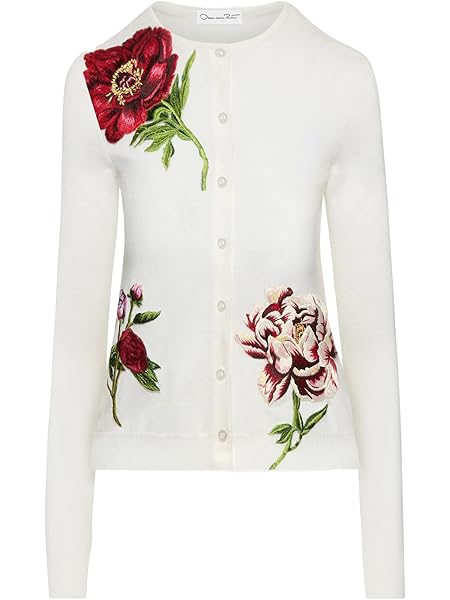 Oscar de la Renta Peony Threadwork Cardigan