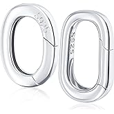Pndeyo 2pcs 925 Sterling Silver Oval Jewelry Clasps, Hypoallergenic Necklace Enhancer Shortener, 2 Sizes Spring Bail Clasp Rings Connector Clips for Bracelet Anklet Jewelry Making