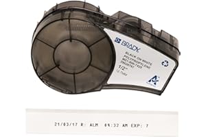 Brady Authentic (M21-500-7425) Chemical and Temp Resistant Label for Lab, Asset Tracking, and Datacom Labeling, Black on White- For M210, M210-LAB, M211, BMP21-PLUS and BMP21-LAB Printers, .5" W 21' L