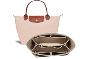 ETTP Purse Organizer Insert for Tote, Handbag Organizer Compatible with Shoulder Bag Large/Small, LE PLIAGE Top Handle Small/Medium (Beige, Large)