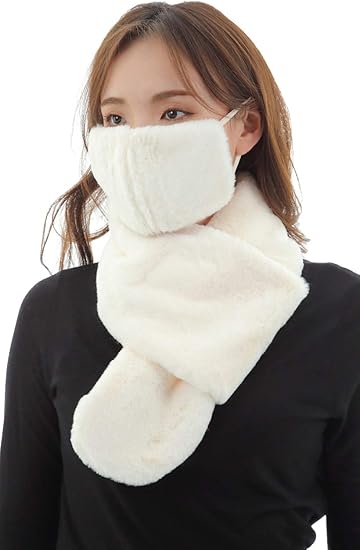 Amazon Onion Cross フェイクファー マフラー と マスク セット エコファー フェイク ファー ネックウォーマー スヌード ファーマフラー スヌードマフラー フェイクファーマフラー スヌードネックウォーマー ティペット ファーティペット ふわふわ モコモコ ふかふか