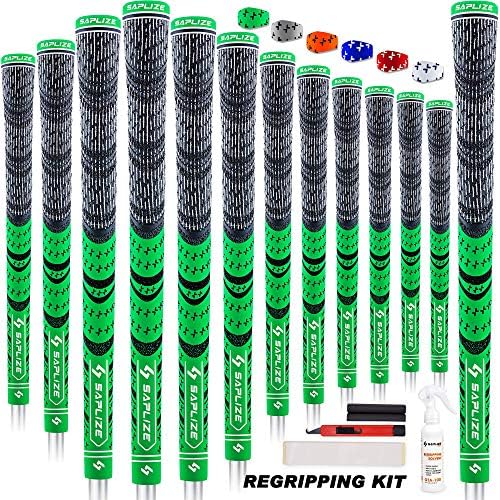 SAPLIZE Golf Grips, Standard/Midsize, 13 Grips with 15 Free Tapes or 13 Grips with Full Regripping Kit, MultiCompound Hybrid Golf Club Grips, 6 Colors Optional SAPLIZE Golf Grips, Standard/Midsize, 13 Grips with 15 Free Tapes or 13 Grips with Full Regripping Kit, MultiCompound Hybrid Golf Club Grips, 6 Colors Optional
