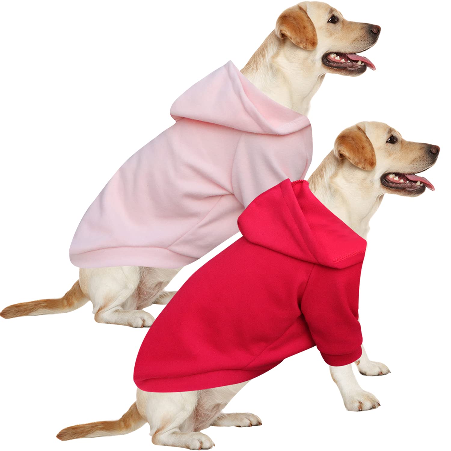 HuaLiSiJi Dog Hoodie Dog Sweatshirt Warm and Lightweight, With a Soft Texture, Elasticity Easy to Wear and Bright Colors (2PCS Red+Pink, 4XL)
