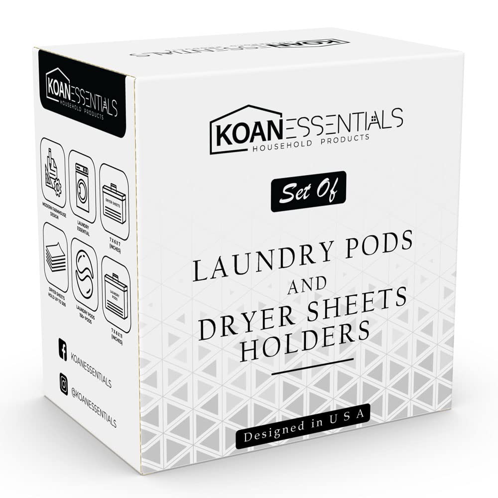 Farmhouse Metal Laundry Pods Container with Dryer Sheet Holder for Laundry Room Organization and Storage, Farmhouse Decor, Eco Frendly,Holds 200 Laundry Pods and 300 Dryer Sheets