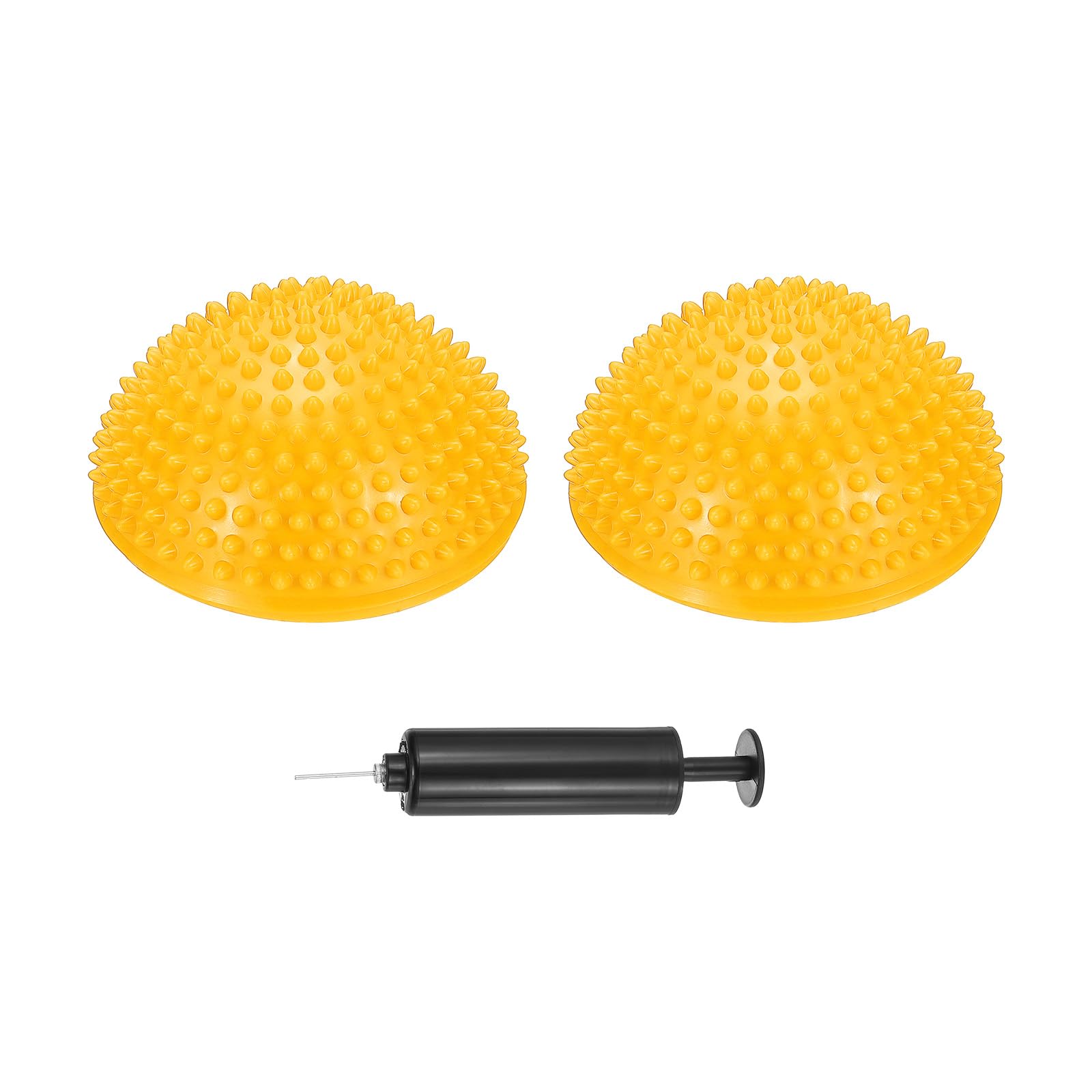 PATIKIL 2 Pcs Half Spiky Domes Balance Pods, Balance Trainer Dots with Hand Pump, Yellow, PVC, 17x8 cm / 6.7x3.1 Inch, All Ages