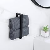 SAYAYO Black Self-Adhesive & Screw Towel Holder 200mm SUS304 Wall Mounted view 2