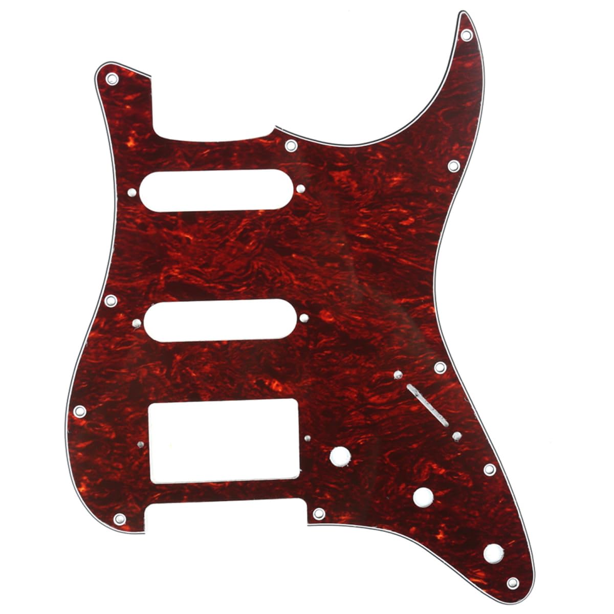 Musiclily HSS 11 Hole Guitar Strat Pickguard for Fender USA/Mexican Made Standard Stratocaster Modern Style, 4Ply Red Tortoise — image 1