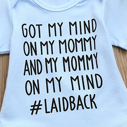 Clearance Sale 0-24 Months Newborn Infant Baby Kids Girl Boy Letter Print Romper Jumpsuit Sunsuit Outfits Clothes (Sky Blue A, 0-6 Months)