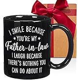 CATABUBU Funny Father In Law Gifts for Men Dad - I Smile Because You’re My Father in Law Mug Birthday Father's Day Christmas Gifts for Dads Daddy Grandpa - Dad Birthday Gift from Daughter Son-230
