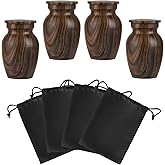 Small Urns for Human Ashes, Walnut Wood Grain Finish Metal Keepsake Mini Urn Set of 4, Handcrafted Sharing Memorial Decorative Urn - Recycled Cast Aluminum