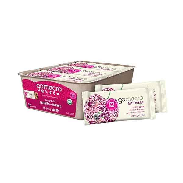 GOMACRO MACROBAR ORGANIC VEGAN SNACK BARS – CHERRIES + BERRIES (2.0 OUNCE BARS, 12 COUNT)