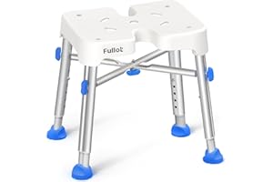 FULLOT Ergonomic H-Shaped Shower Chair, 330 lbs Heavy Duty & Adjustable, Non-Slip Shower Seat, Bath Chair for Tub, Tool-Free Assembly, 6-Level Height Adjustable, White, Aluminum & Plastic