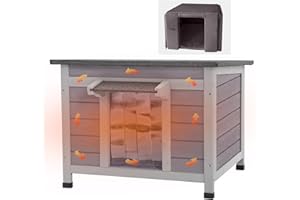 GUTINNEEN Outdoor Cat House with Insulated Liner Weatherproof Feral Cat Shelter for Winter