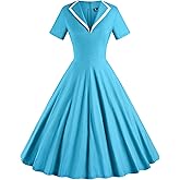 GownTown Women's 1950s Retro Vintage V-Neck Party Swing Dress Cocktail Dress