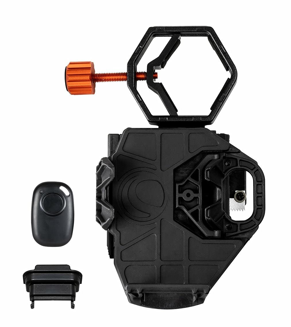 Celestron – NexGO DX – Universal Smartphone Adapter for Telescope, Binoculars & Spotting Scopes – 2-Axis Precision Alignment – Capture Images & Video Through Your Optics – Includes Bluetooth Remote