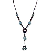 MINACHI Boho Hippie Colorful Ceramic Beads Strand O Ring Circle Charm Long Y Necklace, Vintage Bohemian Statement Jewelry Gift for Women