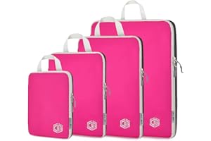 Dec-Mec 4Set Ultralight Nylon Compression Packing Cubes Expandable Packing Organizers for Carry on suitcase, Compression Cubes with Shoe Bag for Travel Accessories Luggage…