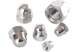 M10-1.5mm Acorn Cap Nuts 10PCS, 18-8 Stainless Steel (304) Hex Dome Cap Nuts, Bright Plain Finish, Smooth Domed Crown Nut