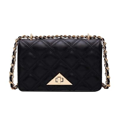 Small Crossbody Bags for Women PU Leather Shoulder Bags Quilted Shoulder Purse with Chain Strap