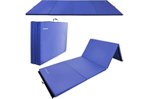 Fitvids Folding Exercise Gymnastics Mat, 4'x8'x2" Gym Workout Mat with Carrying Handles 4-Fold High-Density Anti-Tear Portable Fitness Aerobics Mat for Home Gym Yoga Pilates Tumbling MMA Core Training