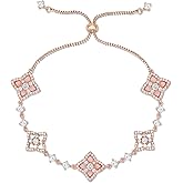 Women's 18K Gold Plated Clover Bracelet with Natural Shell - Four Leaf Lucky Charm Dainty Link Bracelets Jewelry for Women, Trendy Birthday/Mother's Day Gift