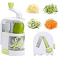 Spiralizer Vegetable Slicer 4 in 1 Rotating Blades Veggie Spiralizer, Zucchini Spiral Noodle Maker with Strong Suction Cup Vegetable Cutter Slicer Spiralizer